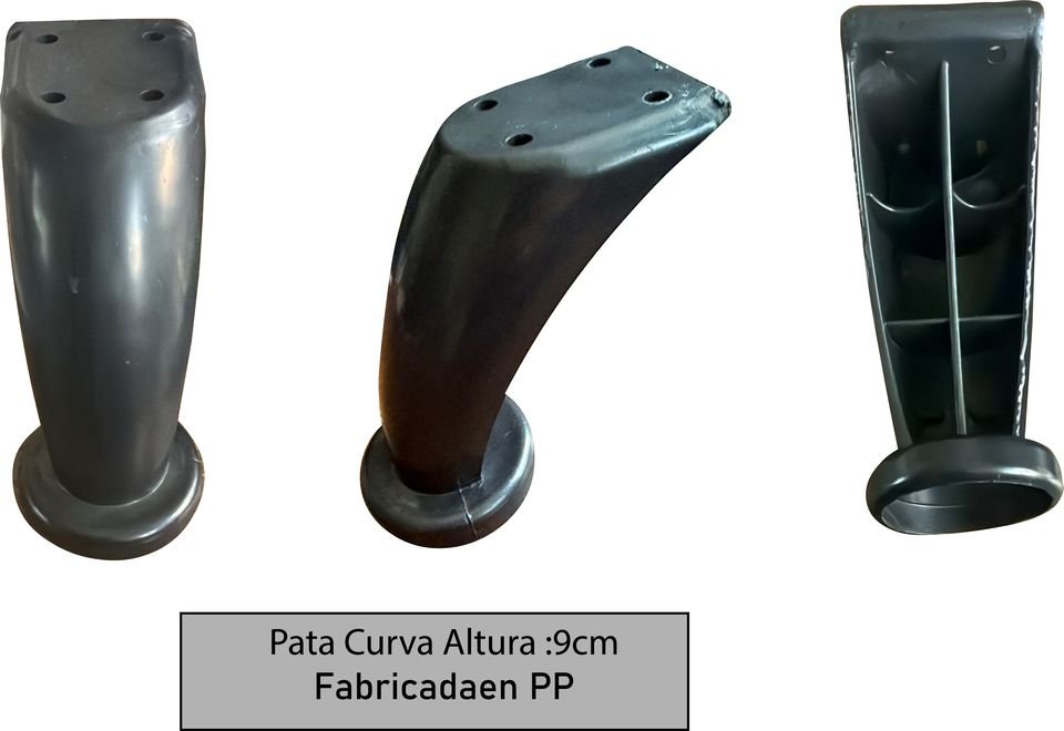 Pata curva negra de Versastico en Bogotá: altura 9 cm, material Plástico PP, fijación 4 perforaciones