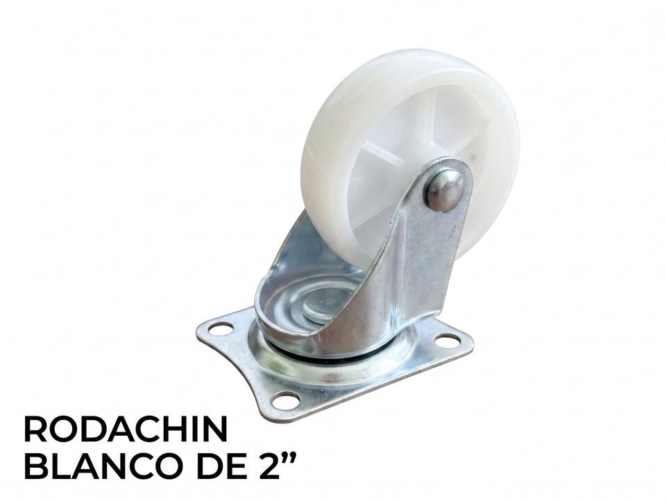Rodachín blanco de 2" de Versastico en Bogotá: rueda 2", montaje Platina de 4 tornillos, giro Giratorio